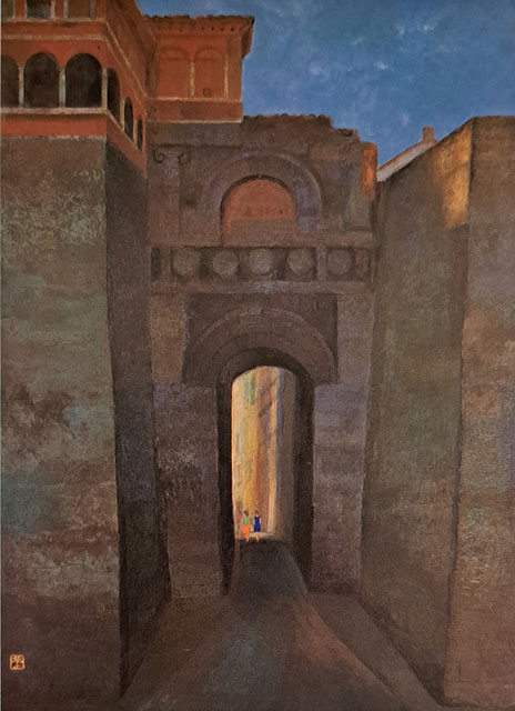 「 古城の町 」　加藤栄三　作